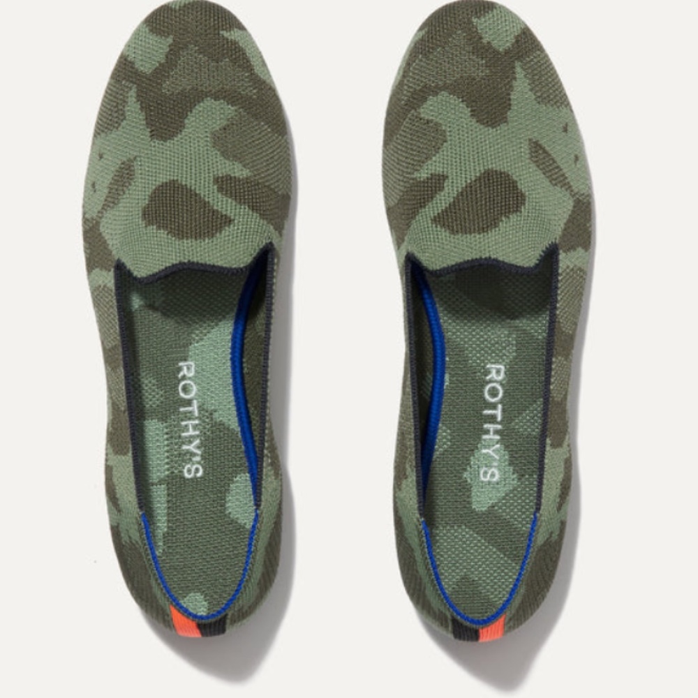 Rothy's Green Loafers, Olive Camo, Size 9, Barely worn